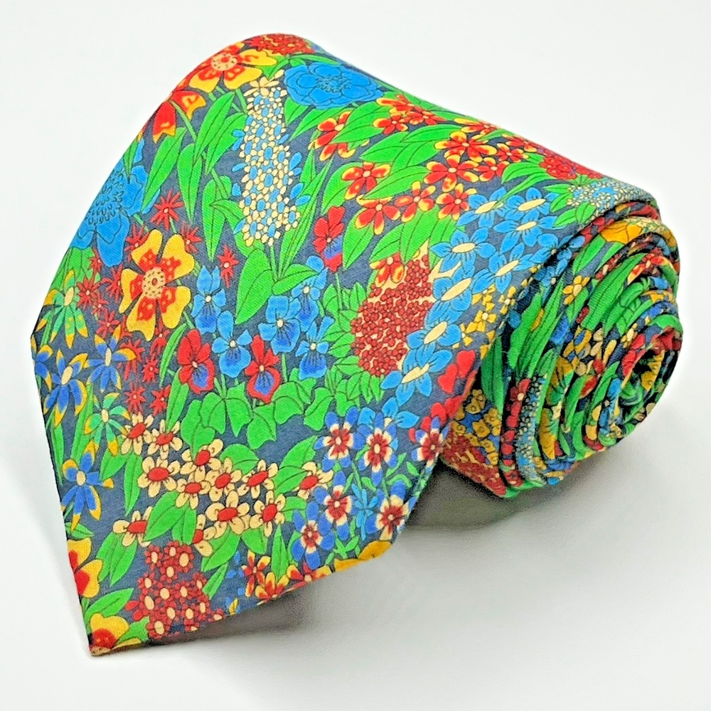 Otaa Australia 100% Cotton Hand-Made XL Necktie Bold Vibrant Colorful Floral 61"